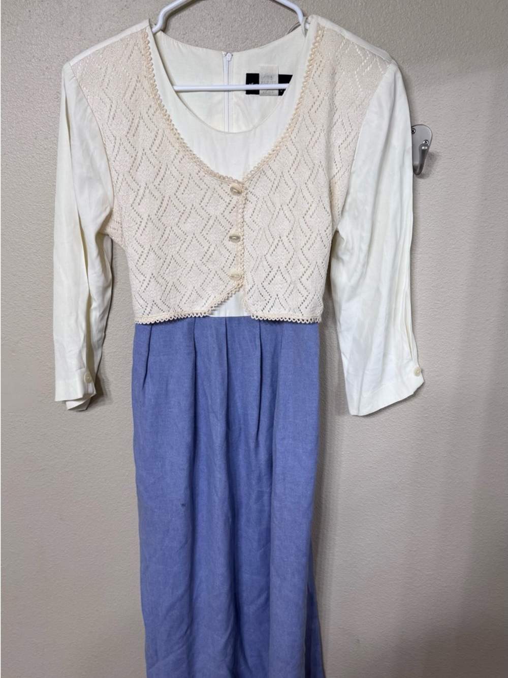 Vintage 90s Cottagecore Lace Bodice Maxi Dress Prairie Romantic Size 8 USA